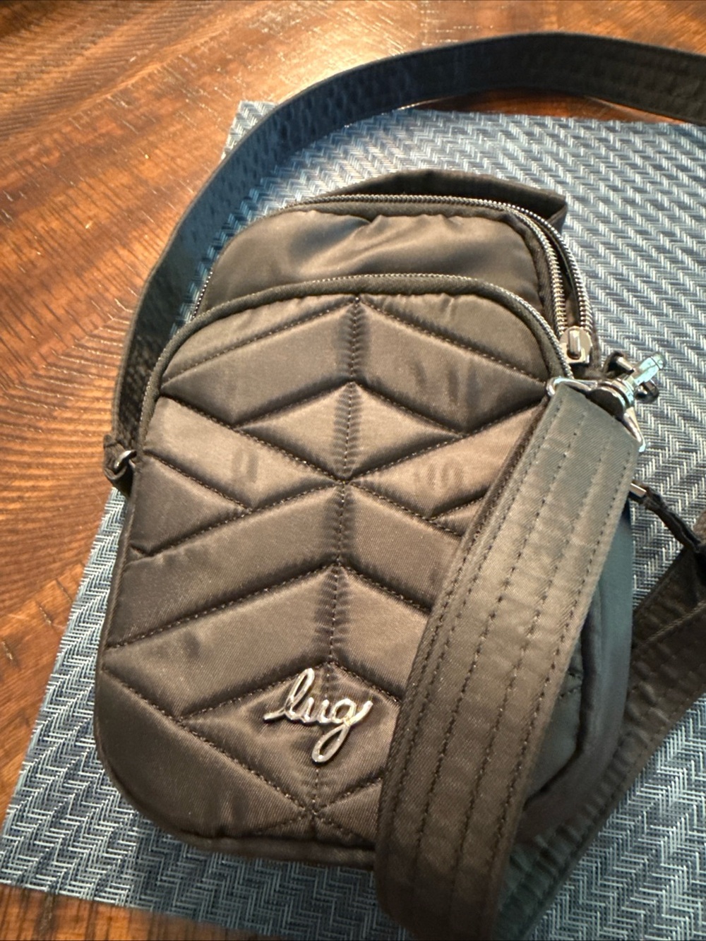lug Black Quilted Crossbody Bag